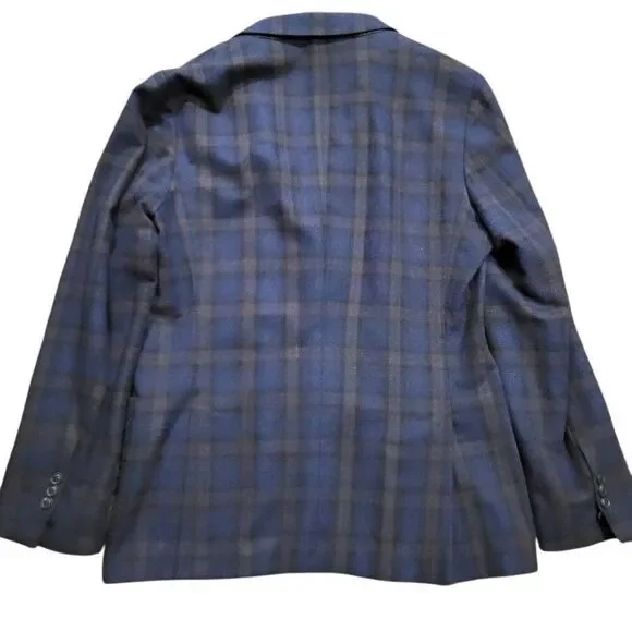 Gant Blazer Jacket Men's 42 Check Italian Wool Flannel Slim Fit Two Button